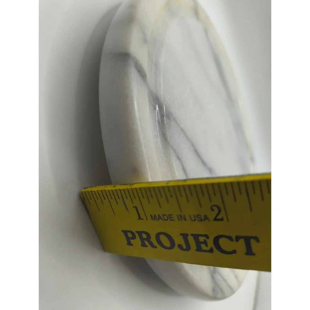 Vintage 80s Round White Marble Cheese Board 7.5